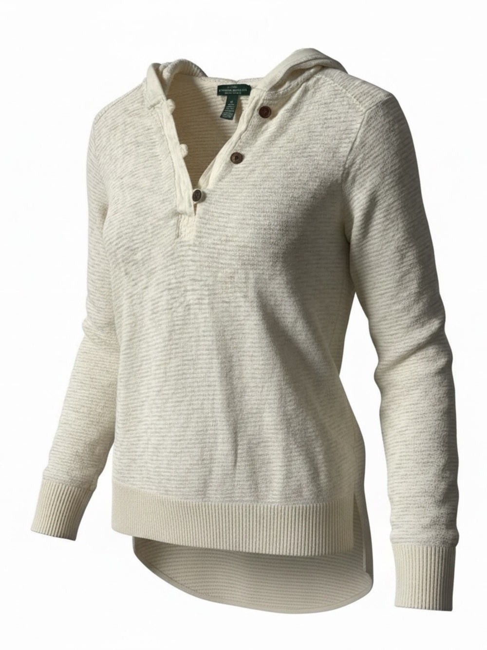 Lauren Ralph Lauren Ivory Hooded Textured Knit Henley Tunic. Size medium
